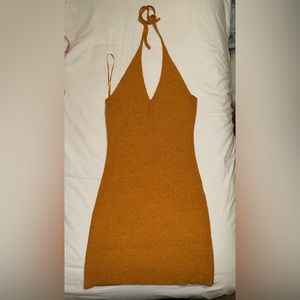 KNIT HALTER MINI DRESS BACKLESS